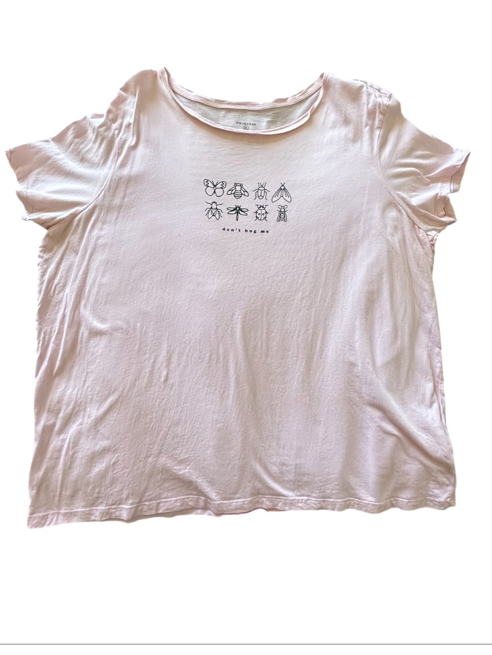 Primark Light Pink Short Sleeve Tee with Insect Don’t Bug Me Graphic Size 2XL